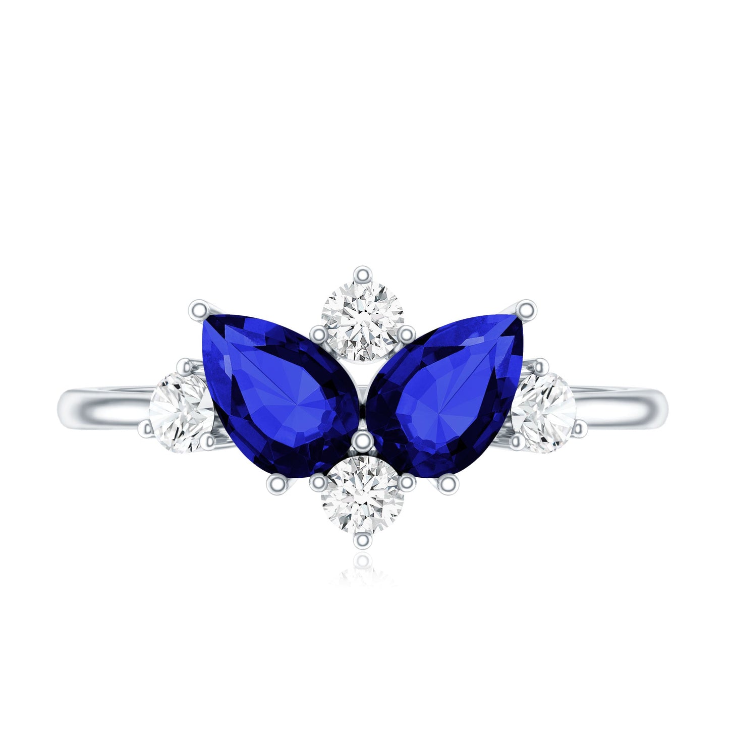 Lab Created Blue Sapphire and Diamond Cluster Ring