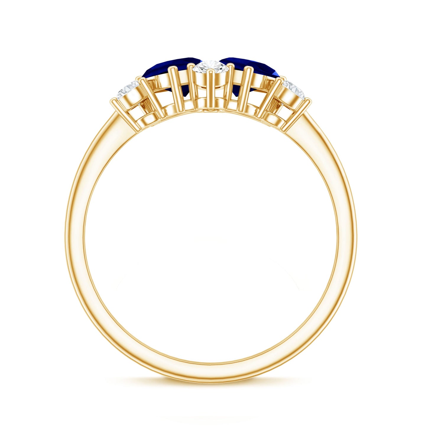 Lab Created Blue Sapphire and Diamond Cluster Ring