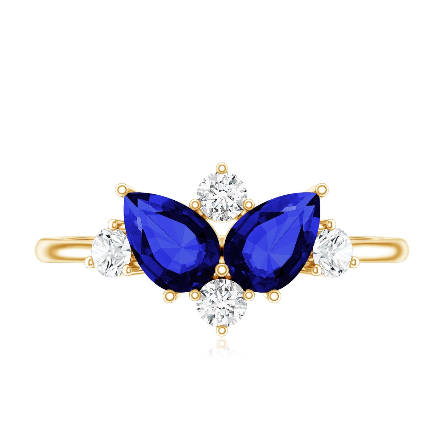 Lab Created Blue Sapphire and Diamond Cluster Ring