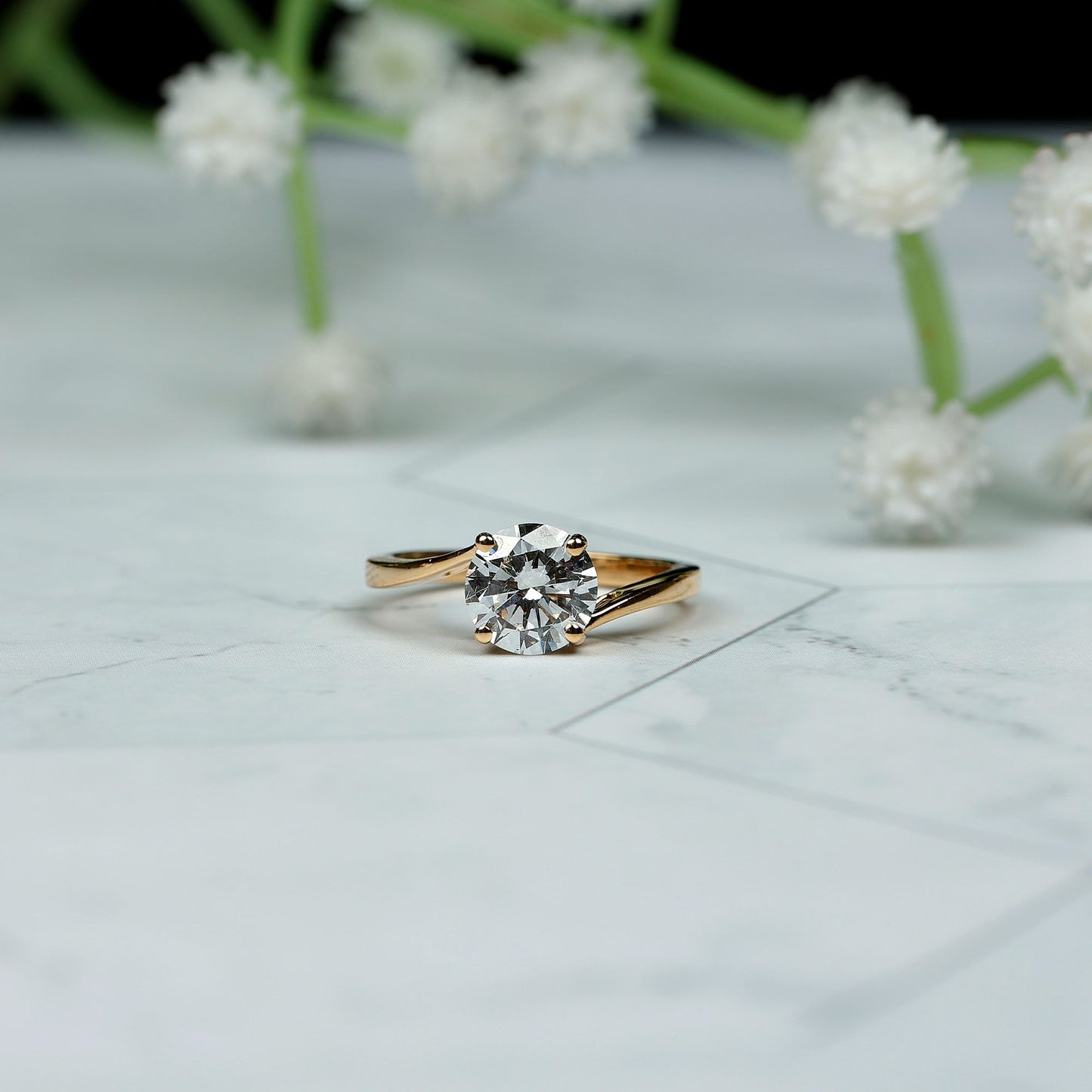 Certified Moissanite Solitaire Engagement Ring with Bypass Shank
