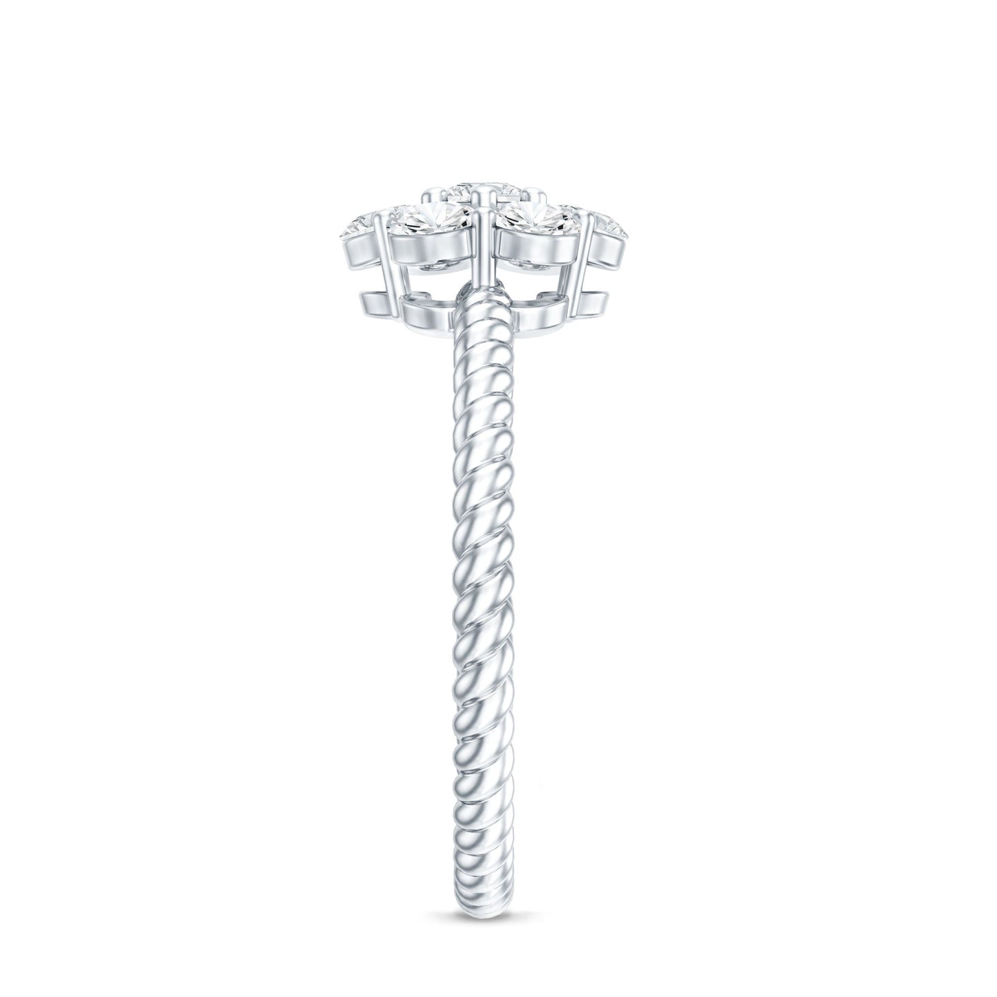 Moissanite Flower Engagement with Twisted Rope Details