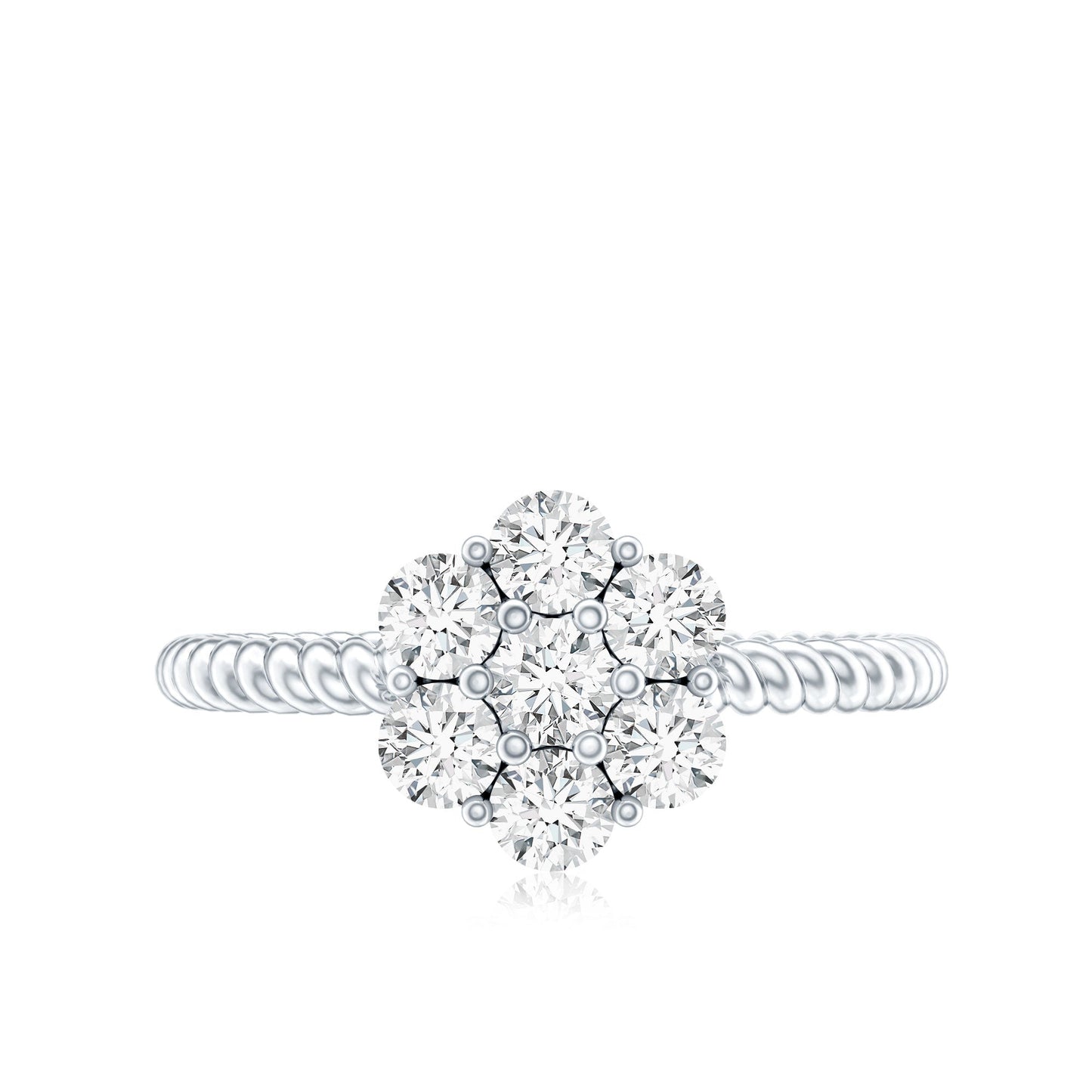 Moissanite Flower Engagement with Twisted Rope Details