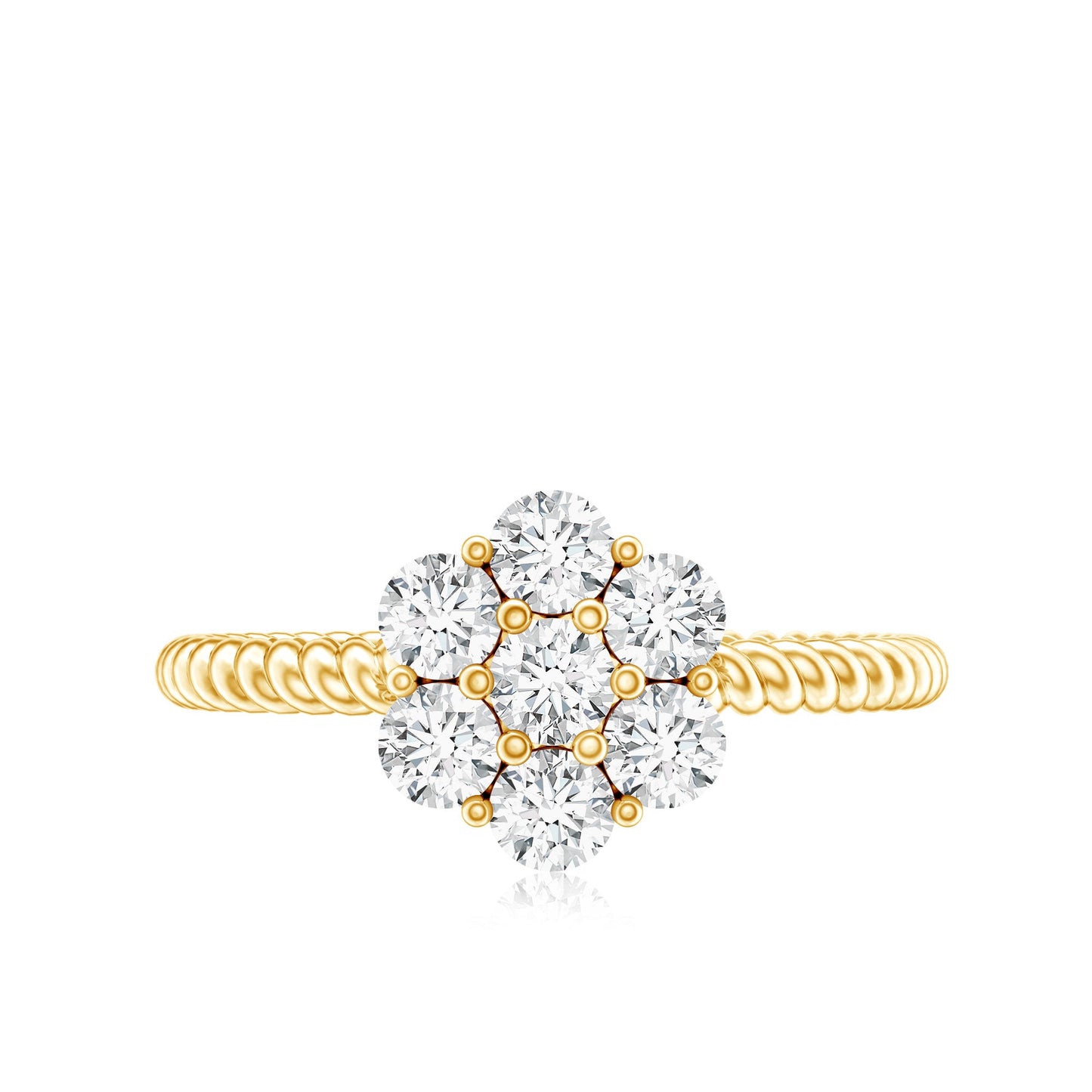 Moissanite Flower Engagement with Twisted Rope Details