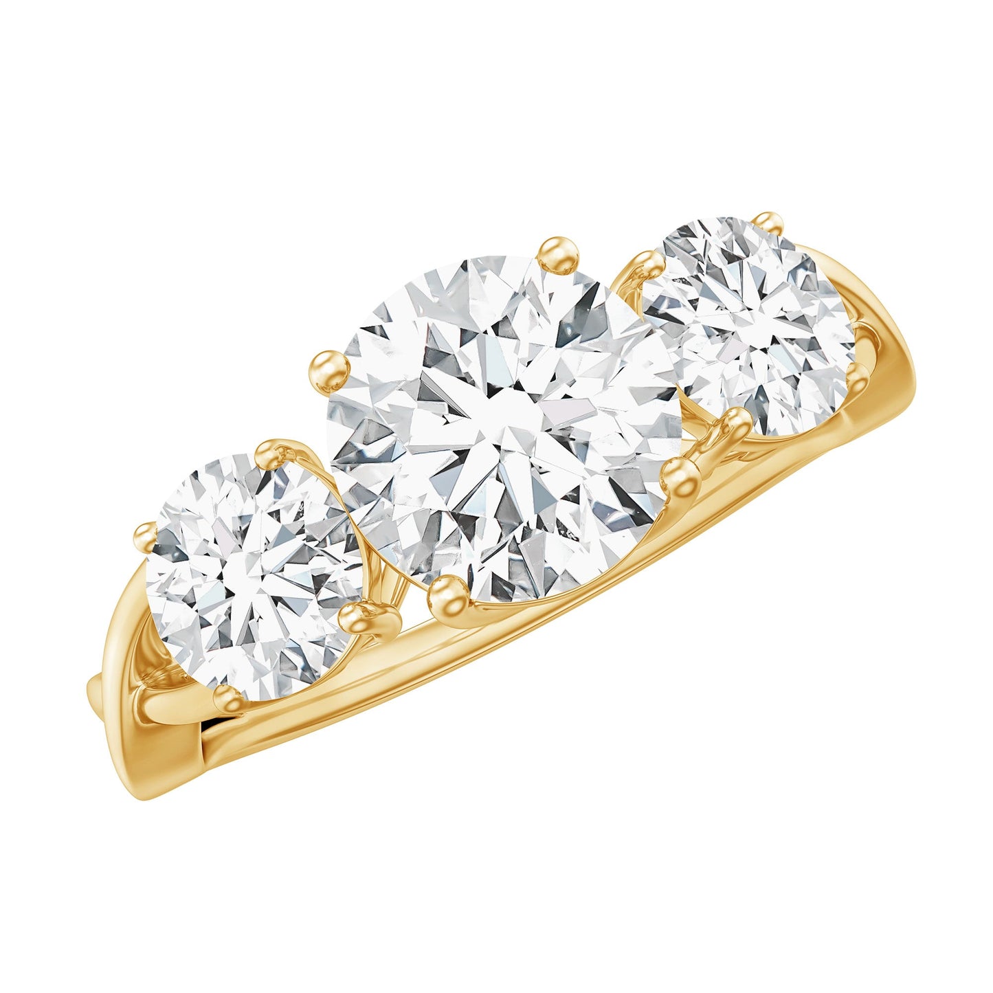 3 Stone Round Moissanite Crossover Engagement Ring