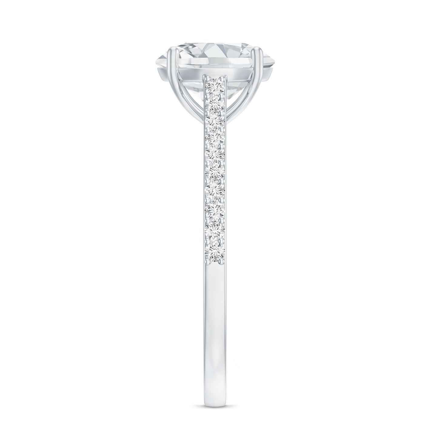 Certified Moissanite Round Cut Solitaire Ring with Side Stones