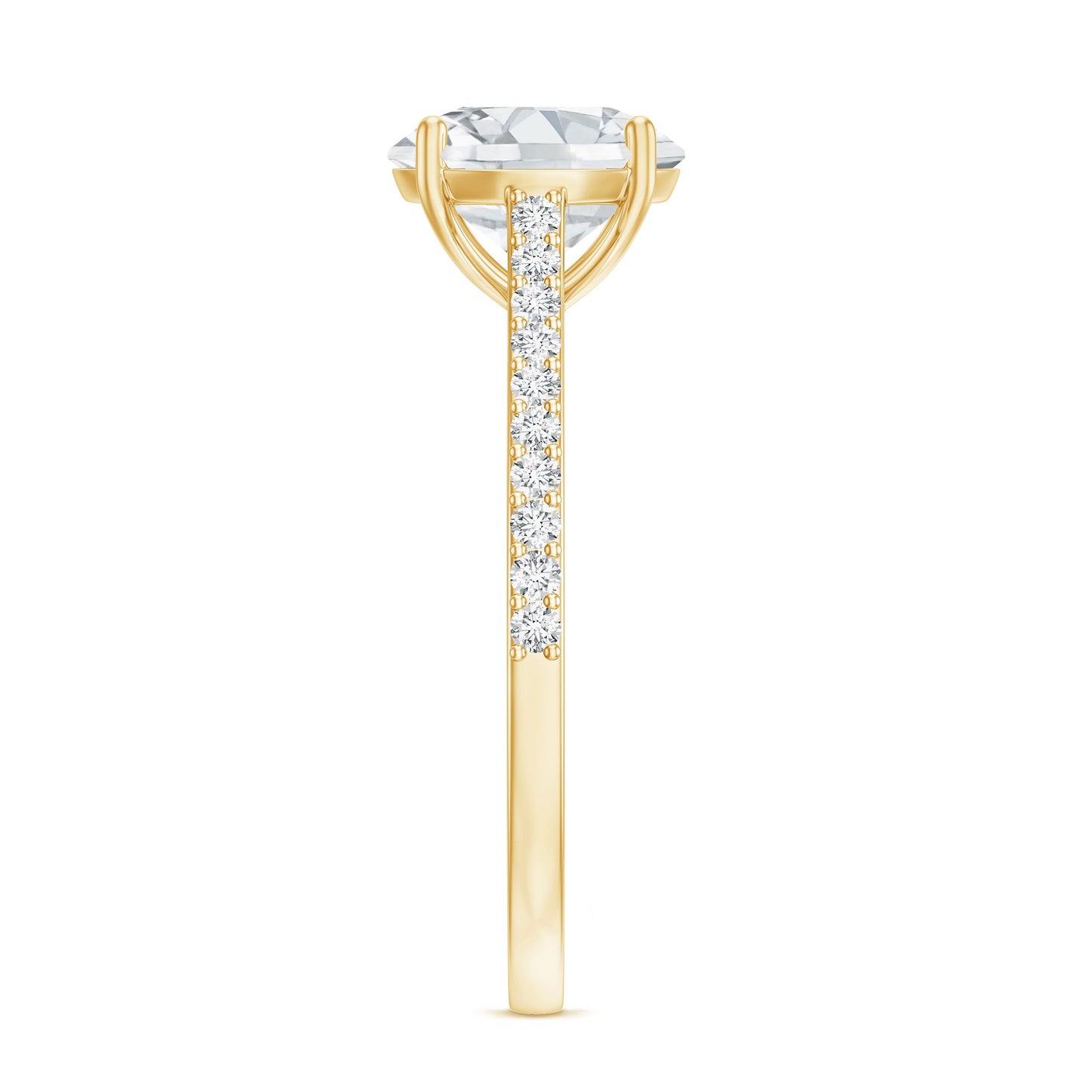 Certified Moissanite Round Cut Solitaire Ring with Side Stones