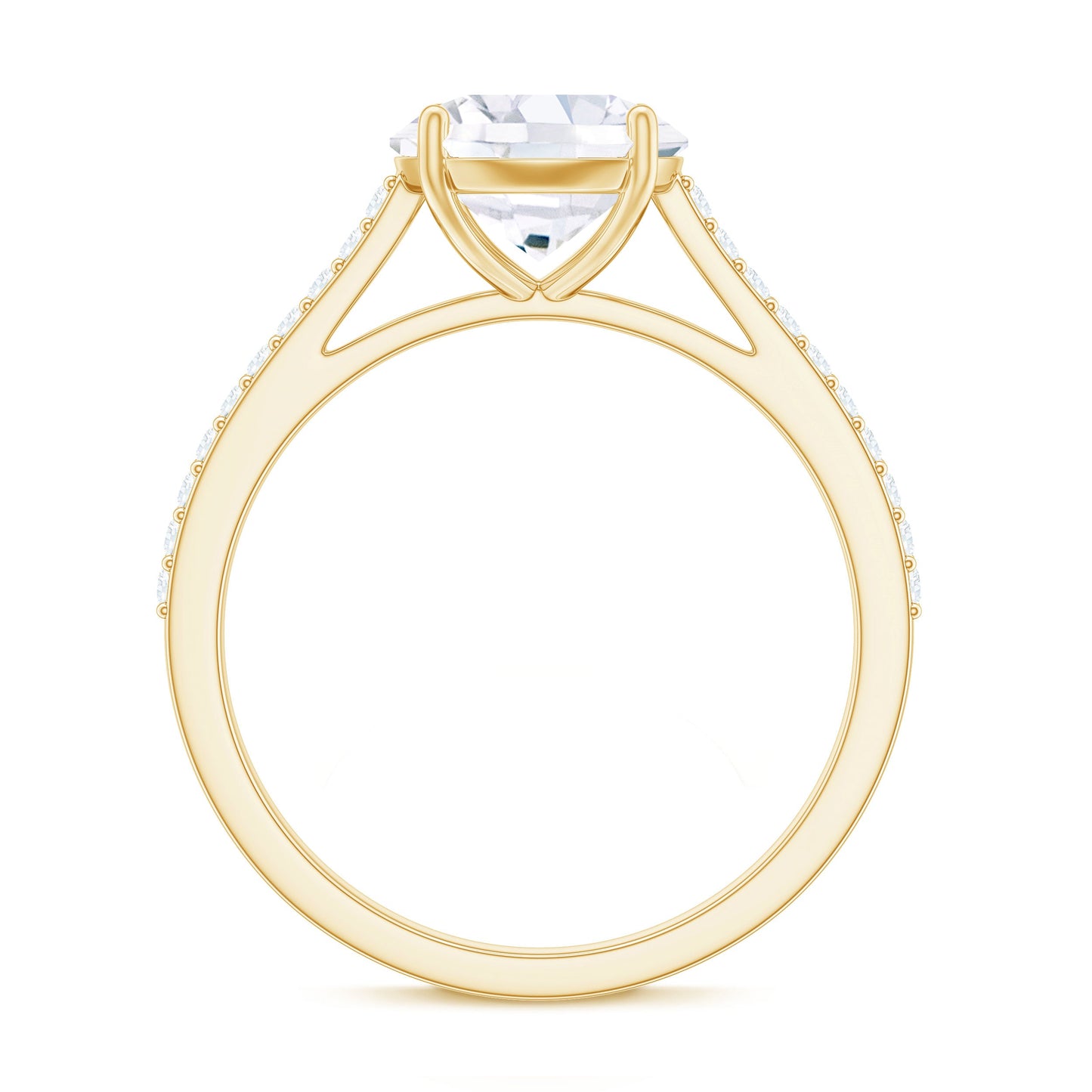 Certified Moissanite Round Cut Solitaire Ring with Side Stones