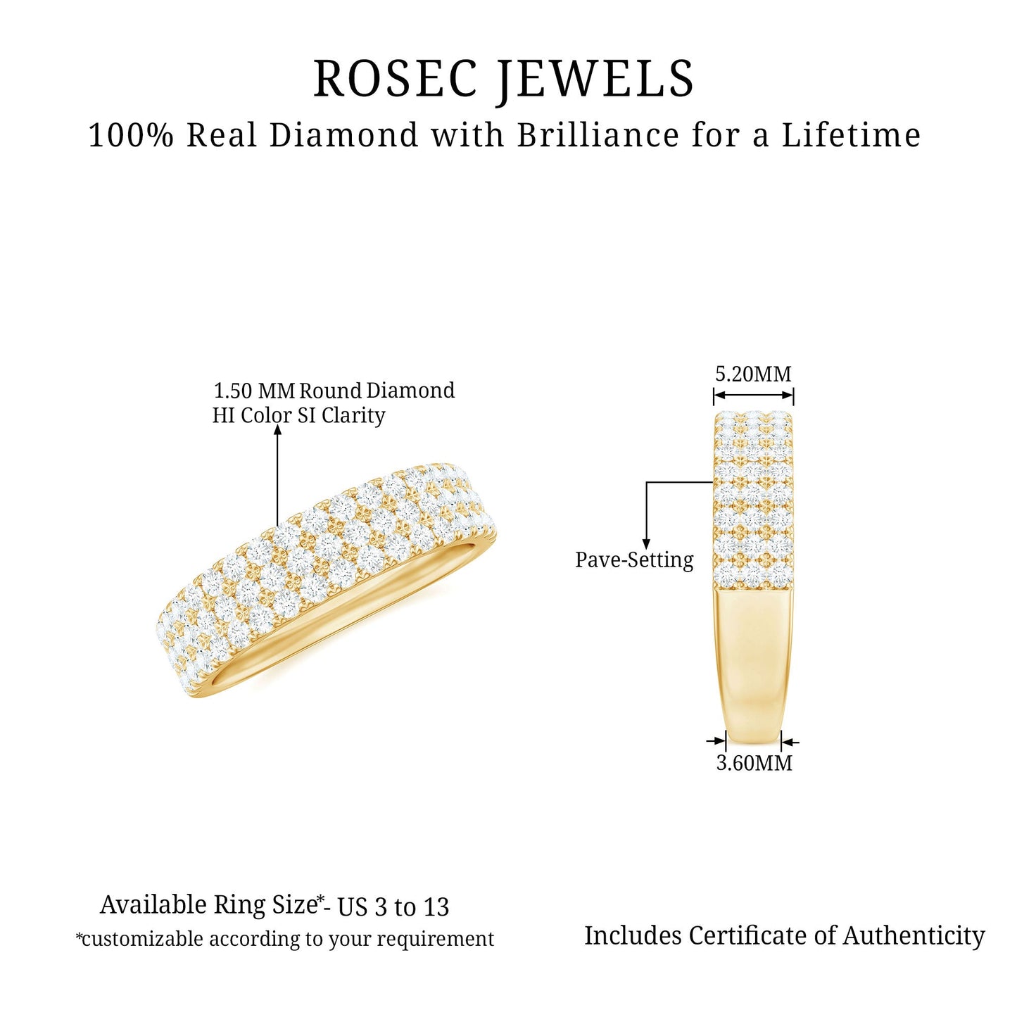 Natural Diamond Wide Half Eternity Band Ring