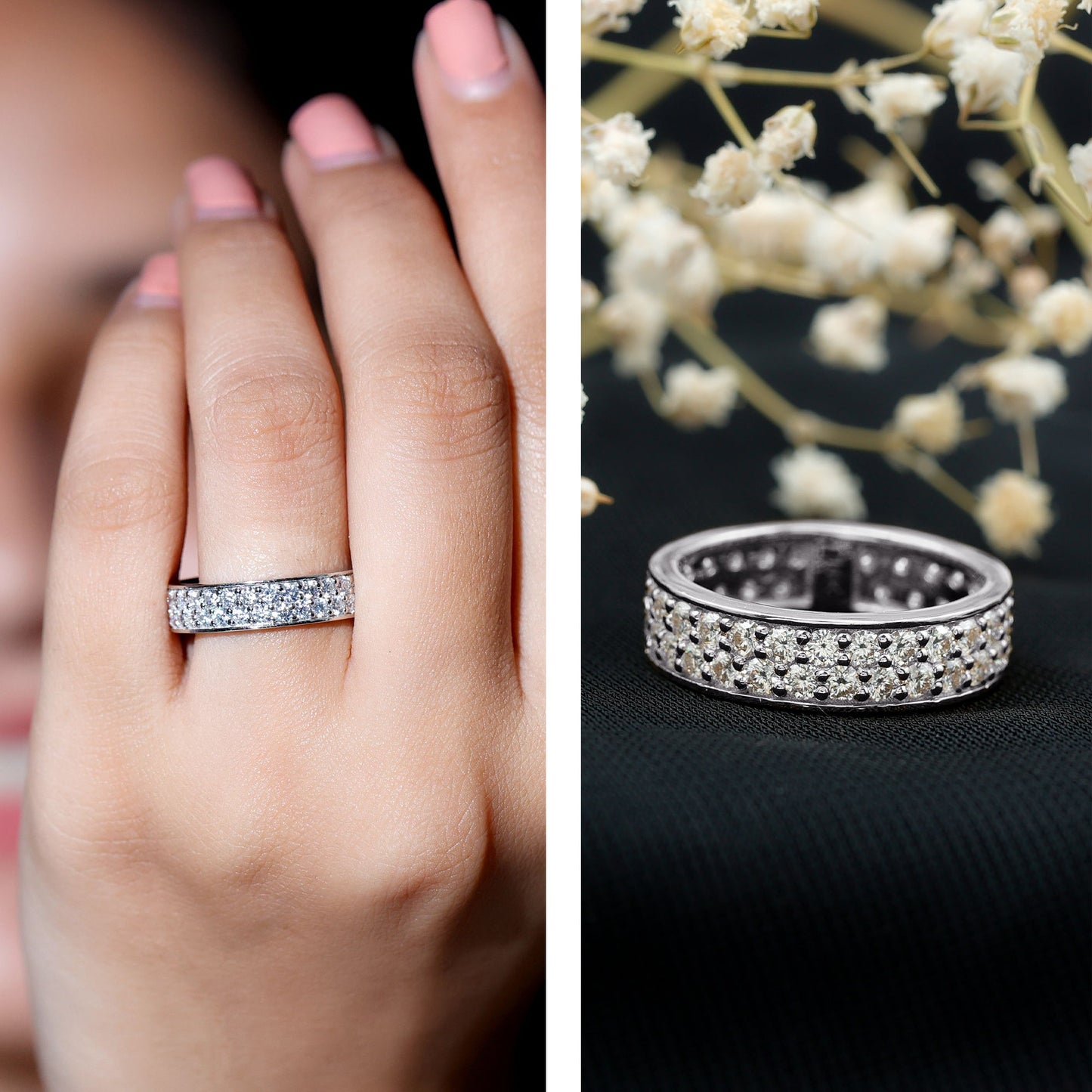 Certified Moissanite Full Eternity Wedding Band For Women