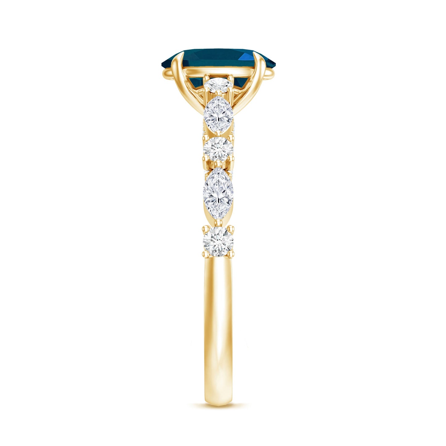 1 Carat Oval Cut London Blue Topaz Engagement Ring with Diamond Accent