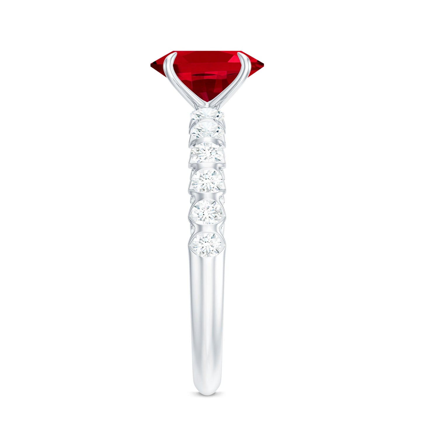 Certified 1.5 Carat Lab Grown Ruby Oval Engagement Ring with Diamond