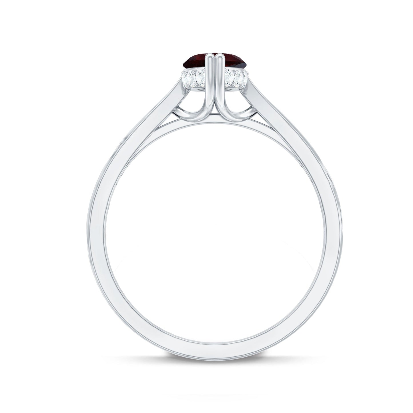 Natural Solitaire Garnet Marquise Engagement Ring with Diamond