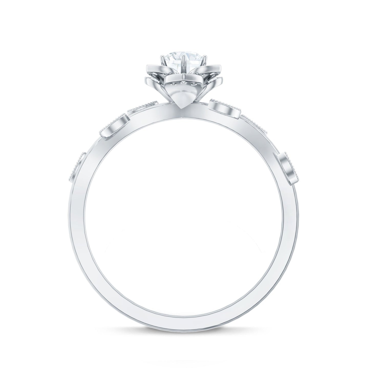 Natural Diamond Flower Engagement Ring For Women
