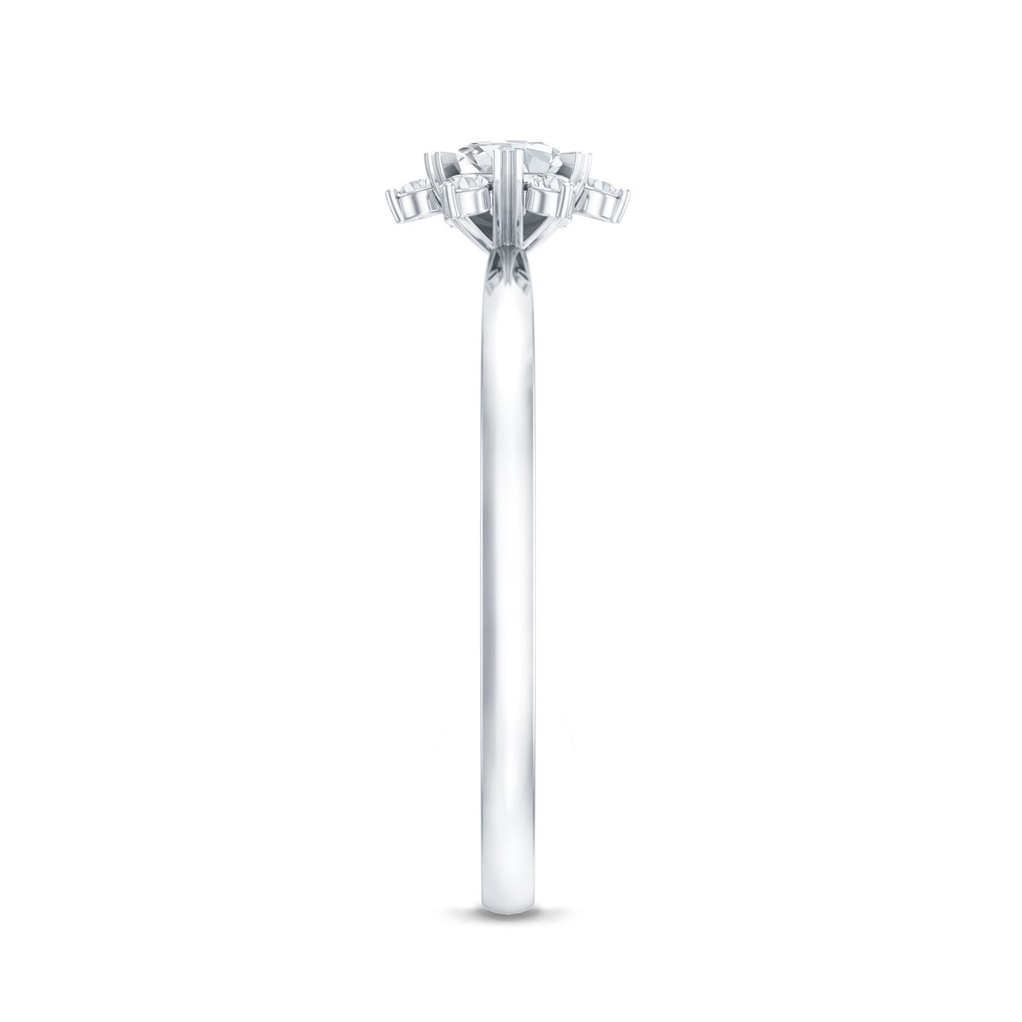 Round Moissanite Flower Promise Ring for Her