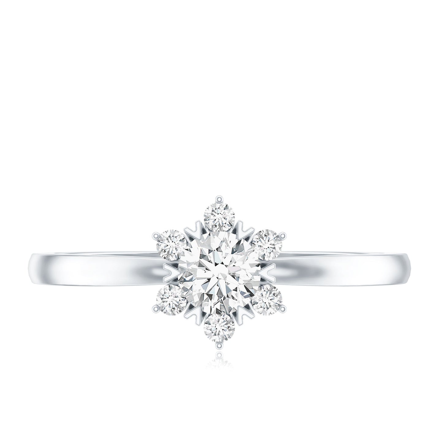 Round Moissanite Flower Promise Ring for Her