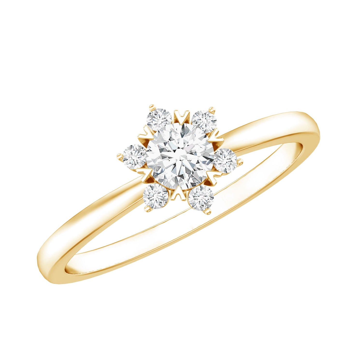 Round Moissanite Flower Promise Ring for Her