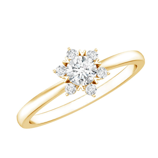 Round Moissanite Flower Promise Ring for Her