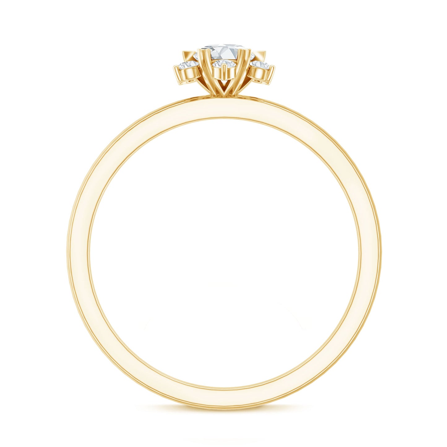 Round Moissanite Flower Promise Ring for Her
