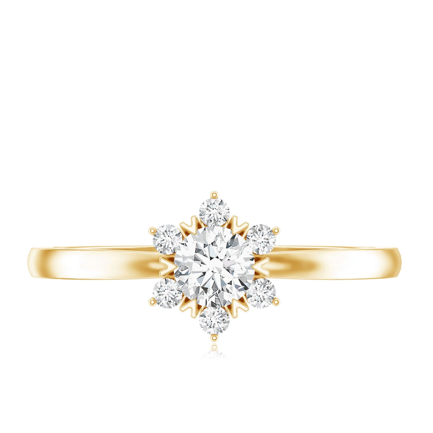 Round Moissanite Flower Promise Ring for Her