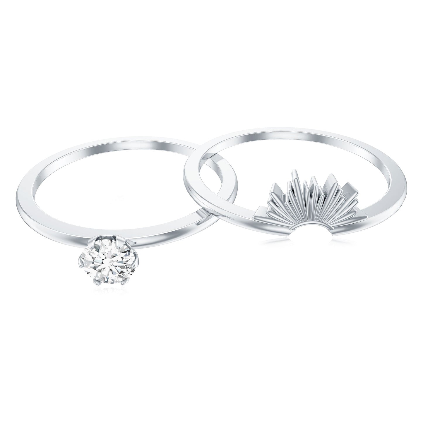 Certified Natural Diamond Promise Ring with Sunburst Enhancer