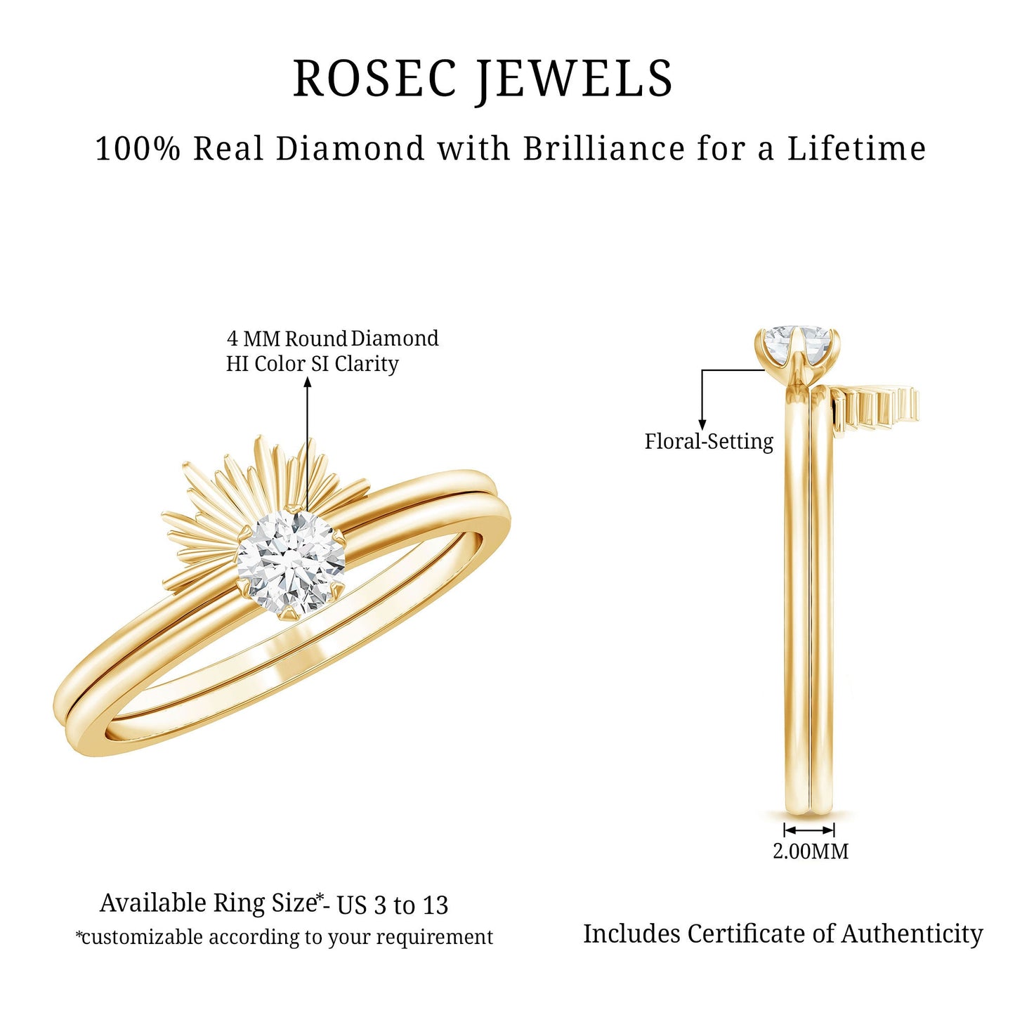 Certified Natural Diamond Promise Ring with Sunburst Enhancer