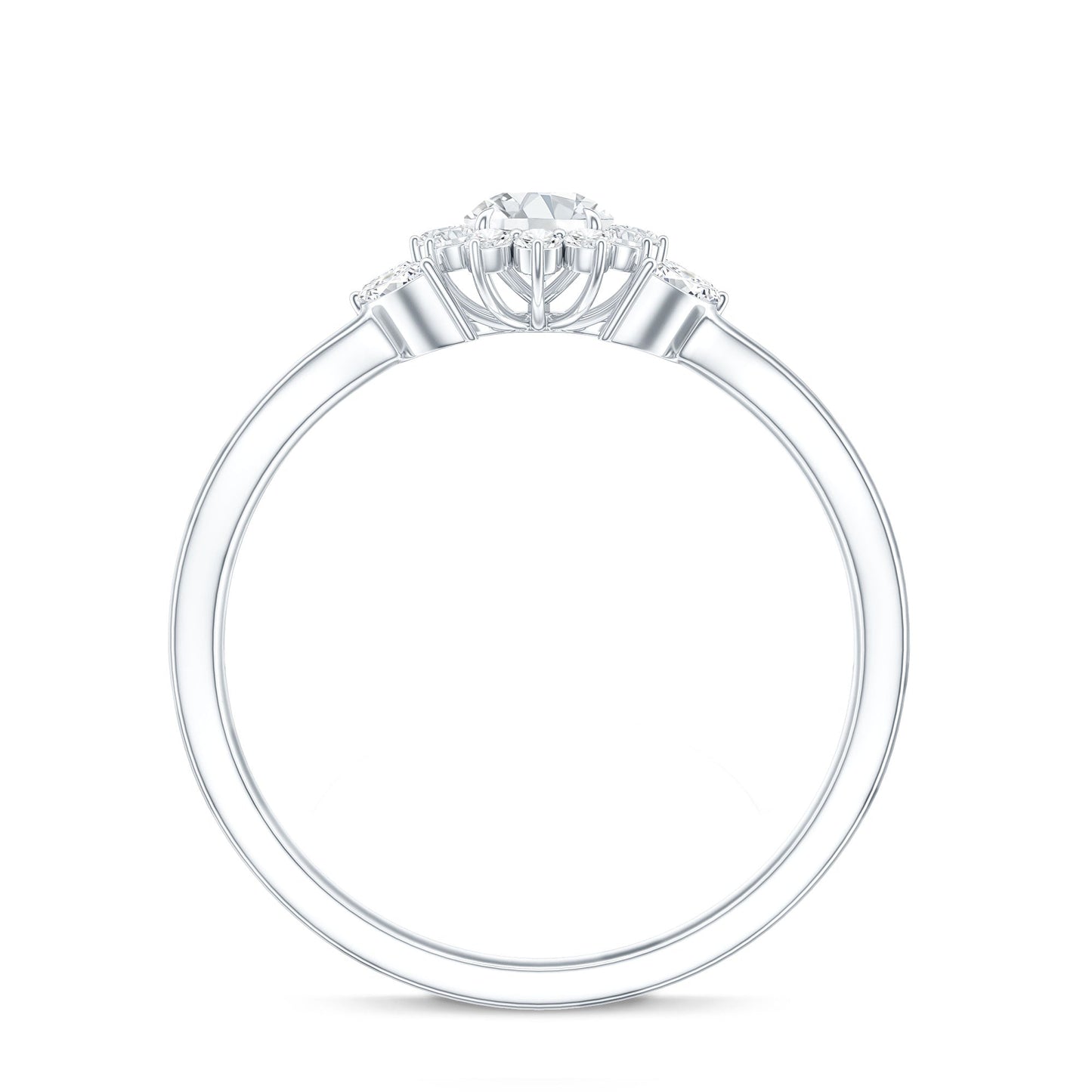 Diamond Flower Engagement Ring with Split Shank