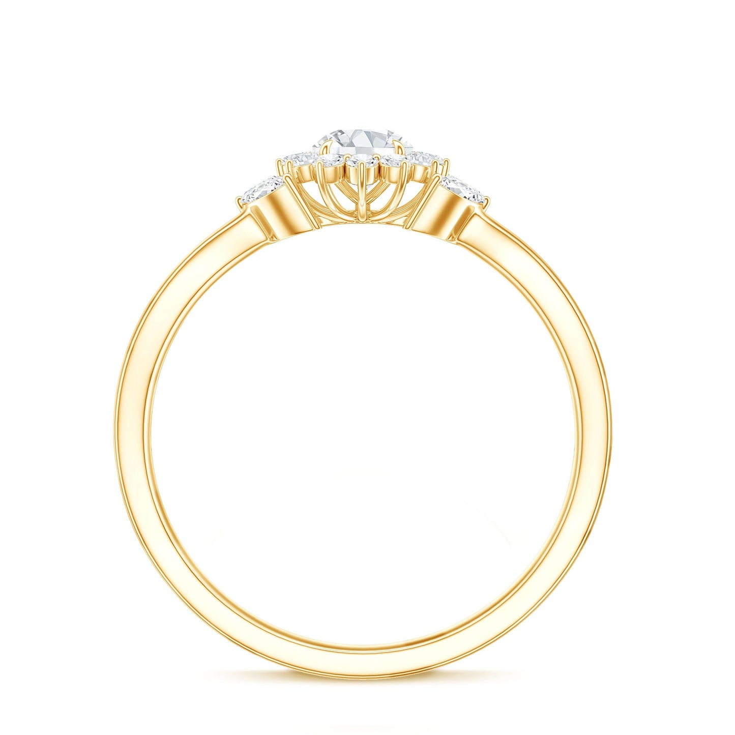 Diamond Flower Engagement Ring with Split Shank
