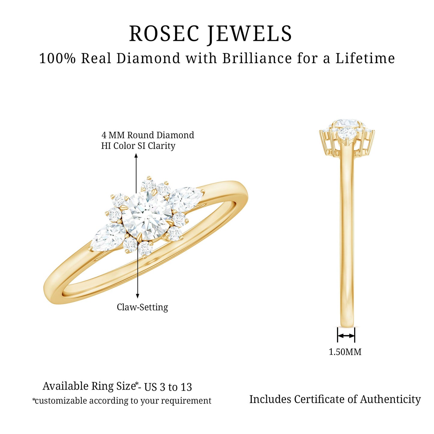 Natural Diamond Promise Ring with Certificate