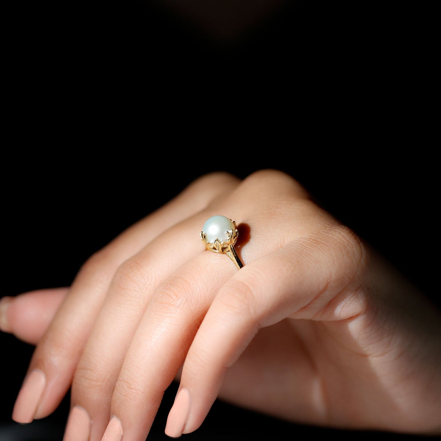 Cultured 7.4 Carat Freshwater Pearl Solitaire Engagement Ring
