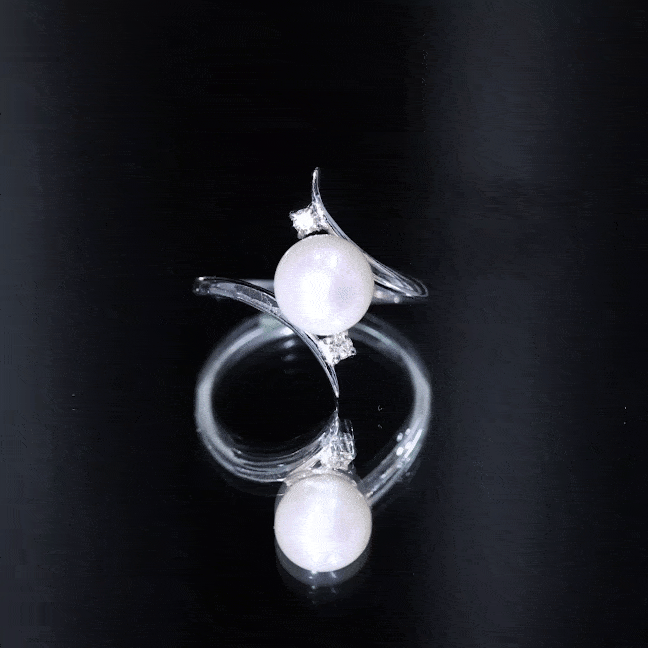 Cultured 7.4 Carat Freshwater Pearl Engagement Ring with Diamond Bypass Shank