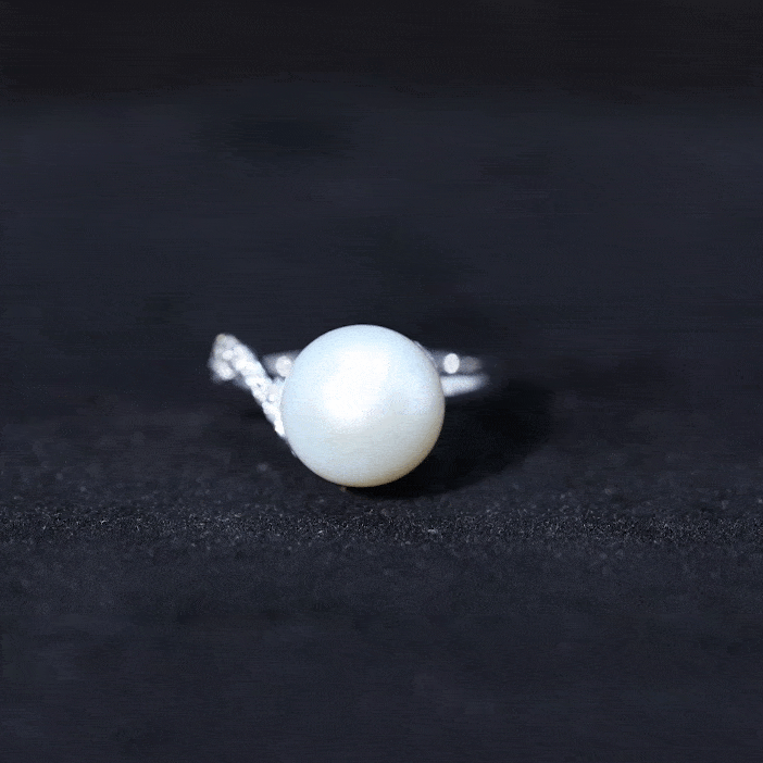 Natural 8 Carat Freshwater Pearl Engagement Ring with Diamond