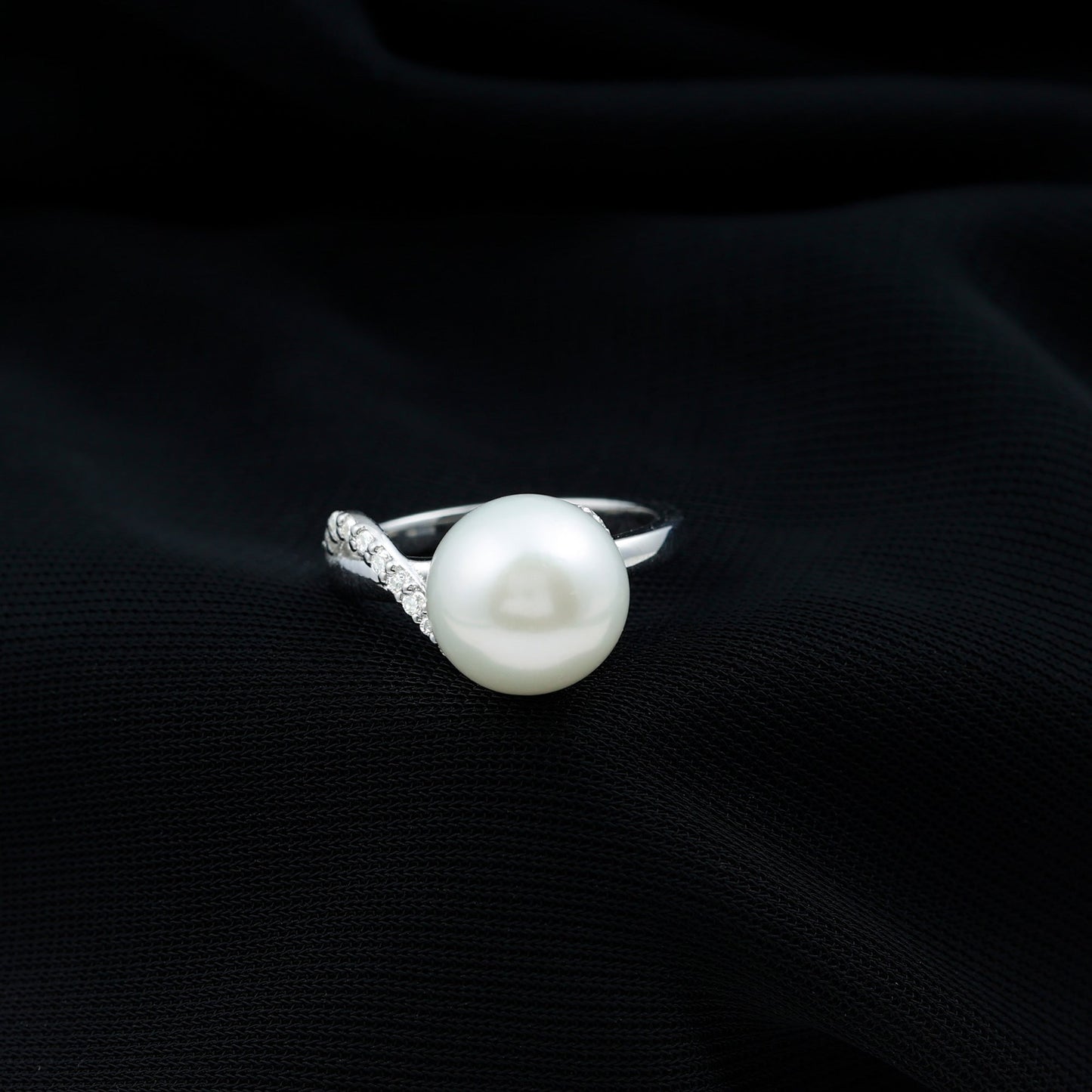 Natural 8 Carat Freshwater Pearl Engagement Ring with Diamond