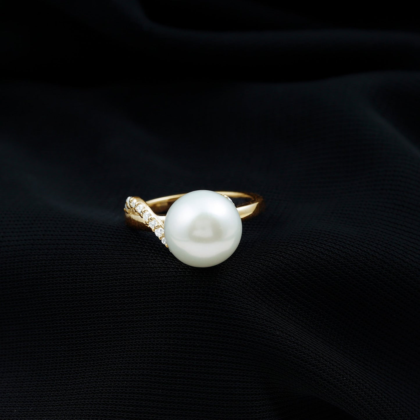 Natural 8 Carat Freshwater Pearl Engagement Ring with Diamond