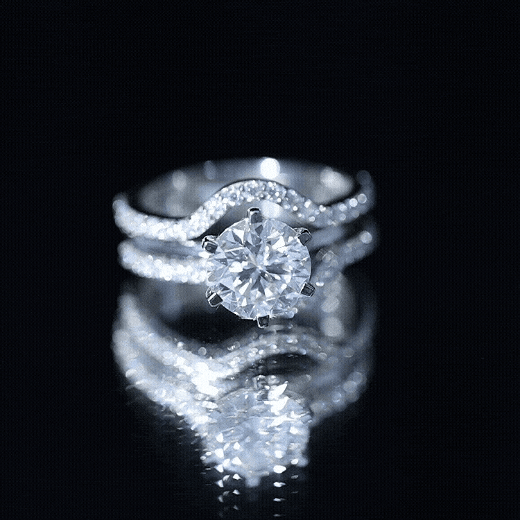 Certified 2 Carat Solitaire Moissanite Engagement Ring with 2 Enhancers