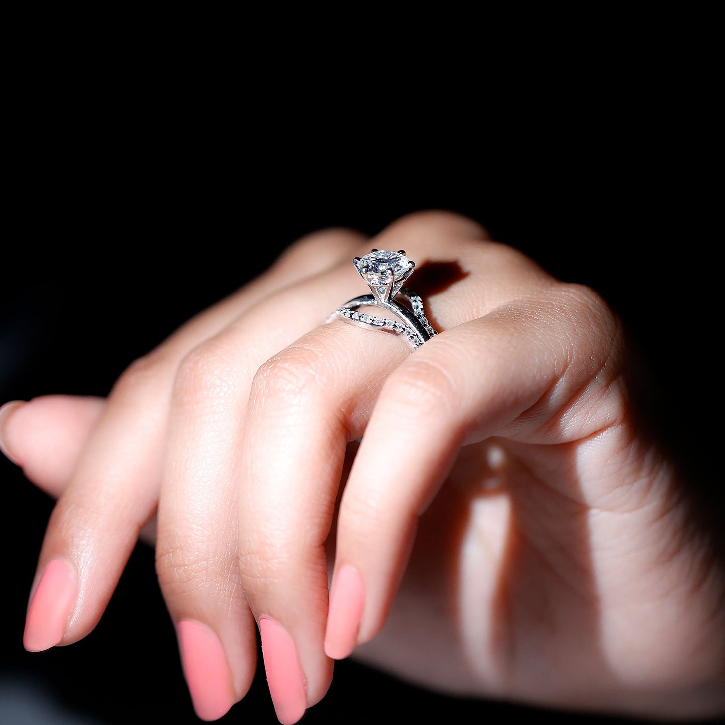 Certified 2 Carat Solitaire Moissanite Engagement Ring with 2 Enhancers