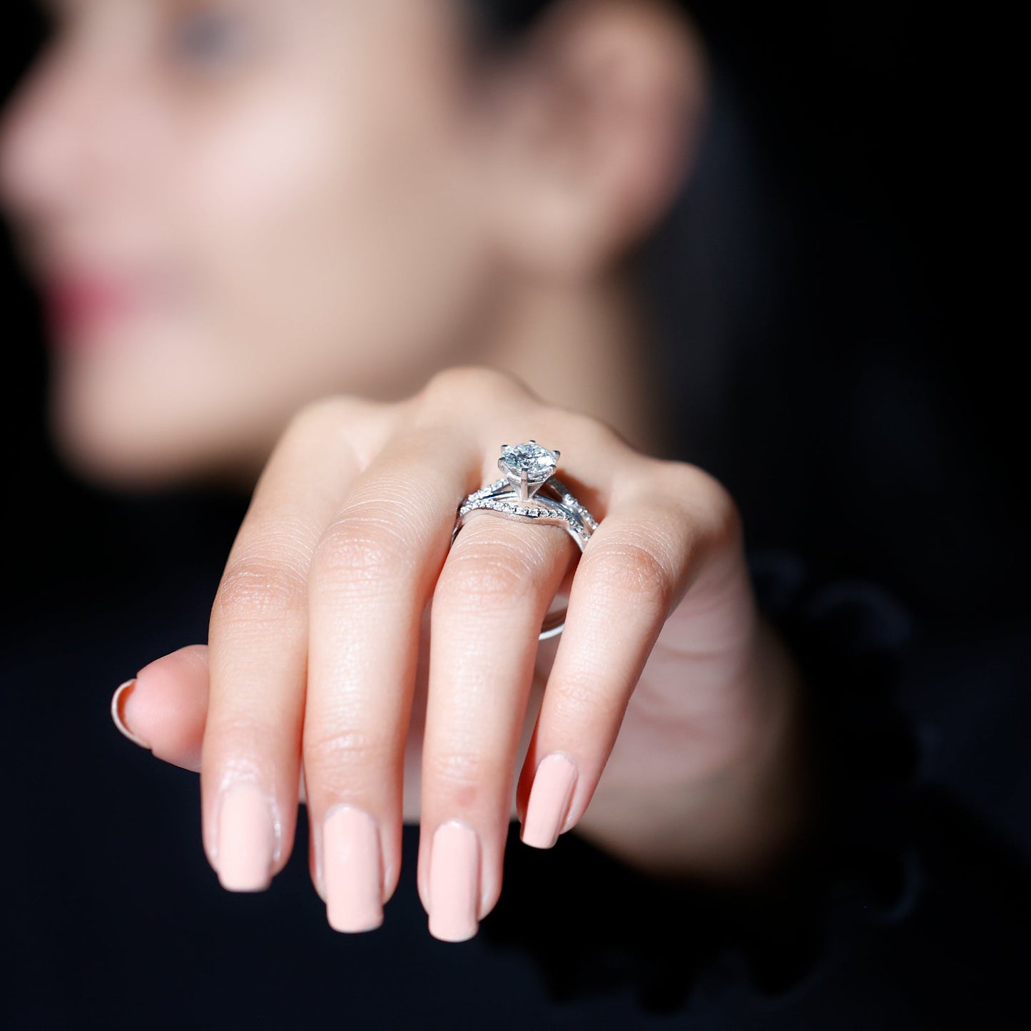 Certified 2 Carat Solitaire Moissanite Engagement Ring with 2 Enhancers