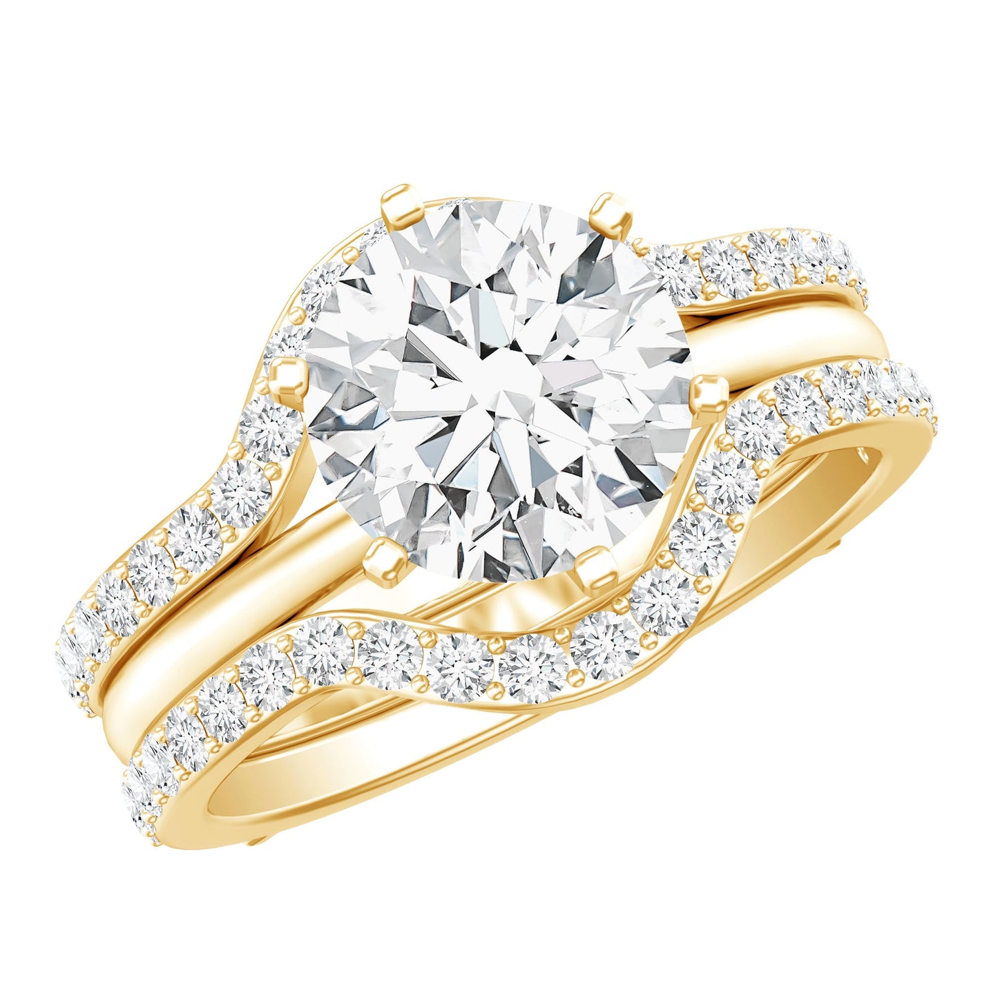 Certified 2 Carat Solitaire Moissanite Engagement Ring with 2 Enhancers