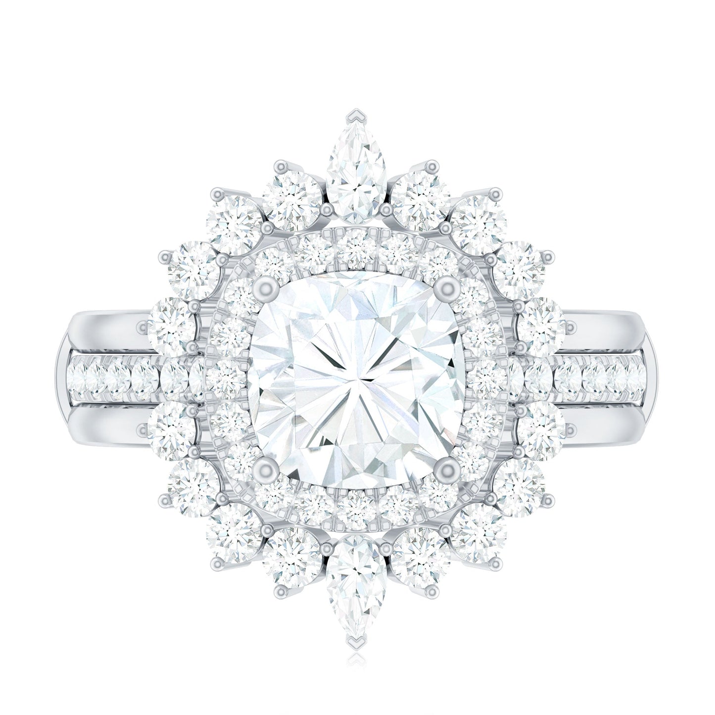 Cushion Cut Moissanite Vintage Inspired Wedding Ring Set