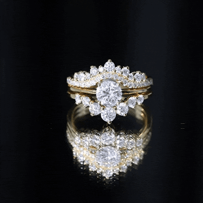 Certified Moissanite Designer Bridal Ring Set