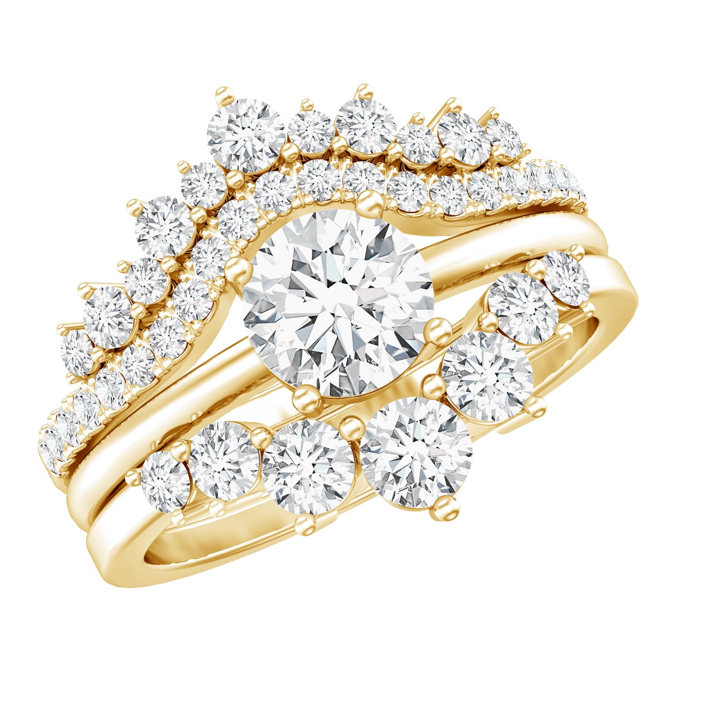 Certified Moissanite Designer Bridal Ring Set