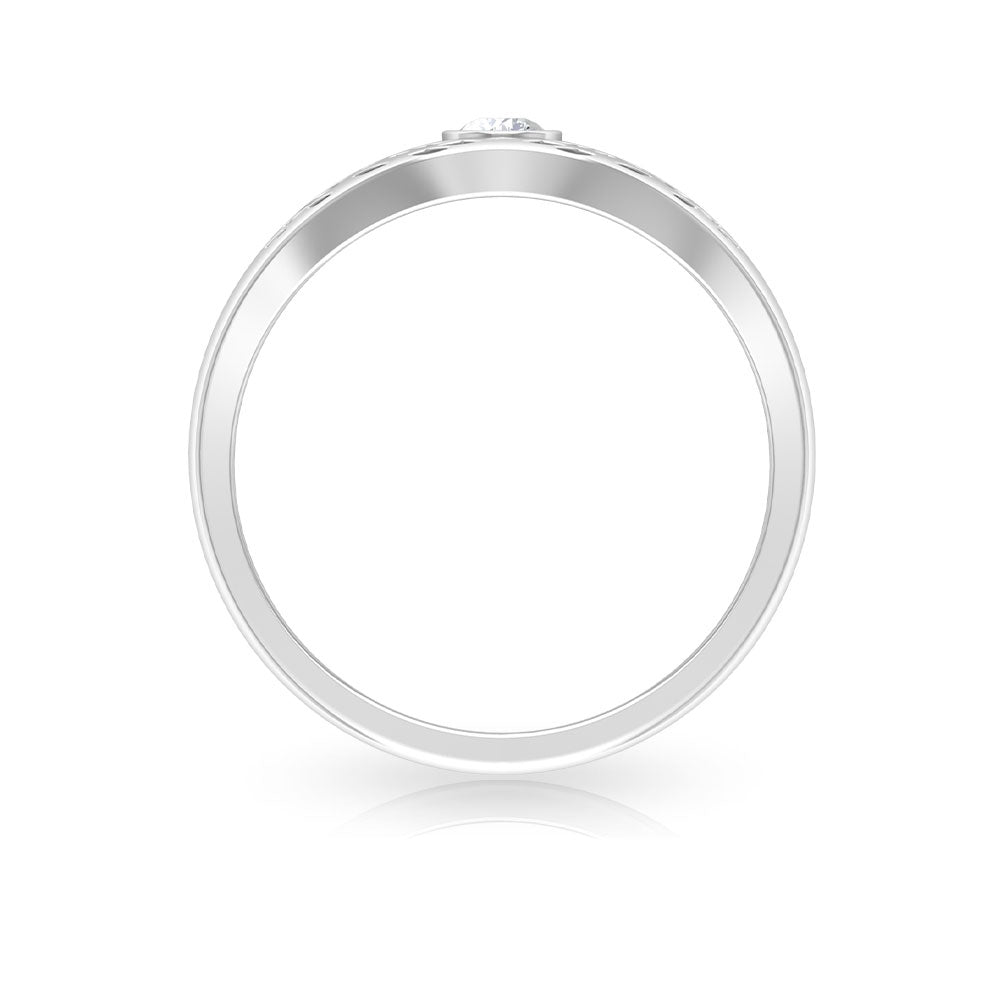 Diamond Textured Signet Ring for Men