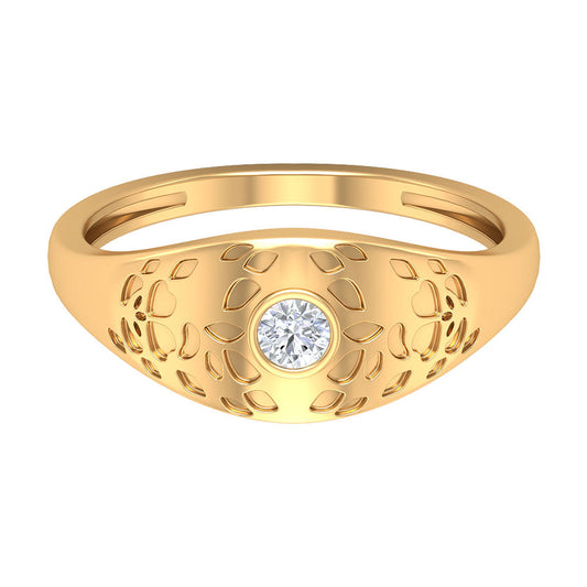 Diamond Textured Signet Ring for Men