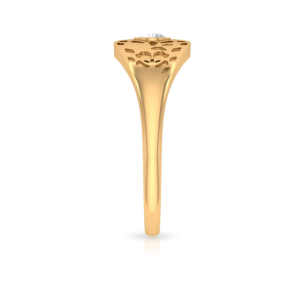 Diamond Textured Signet Ring for Men