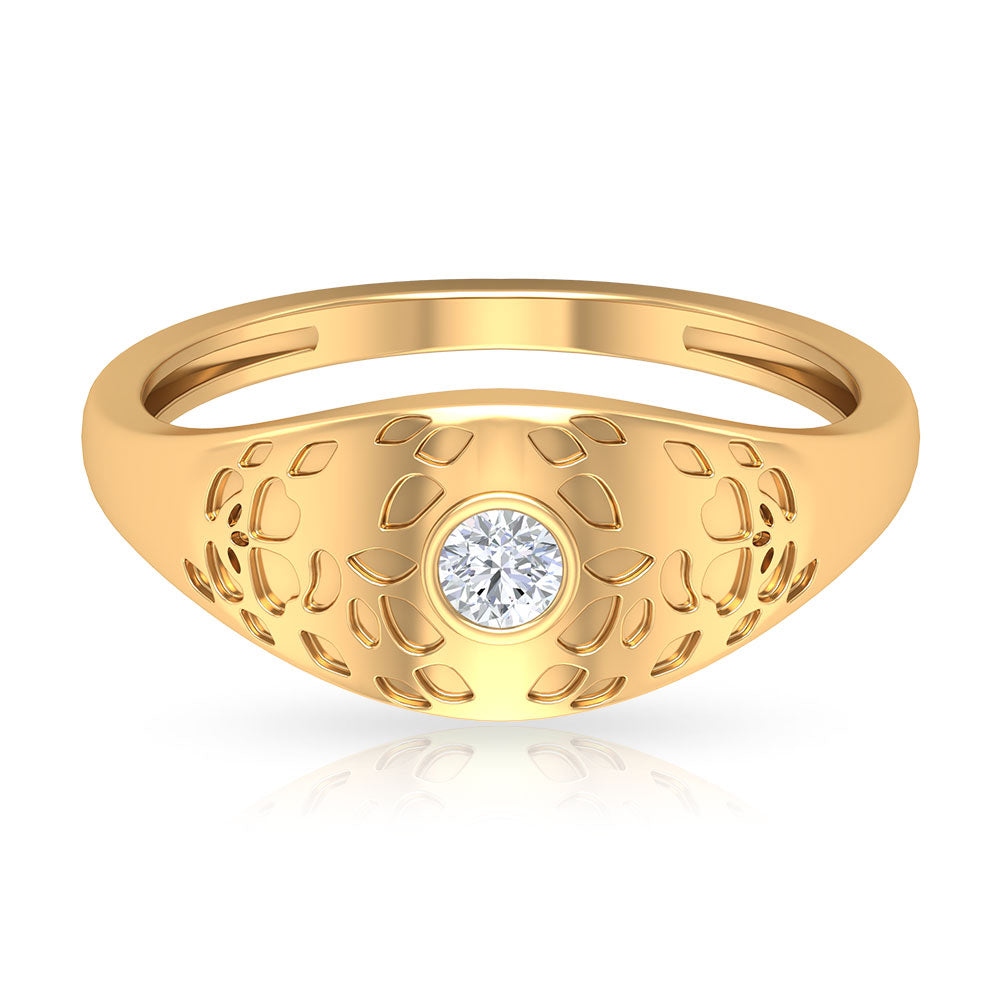 Diamond Textured Signet Ring for Men