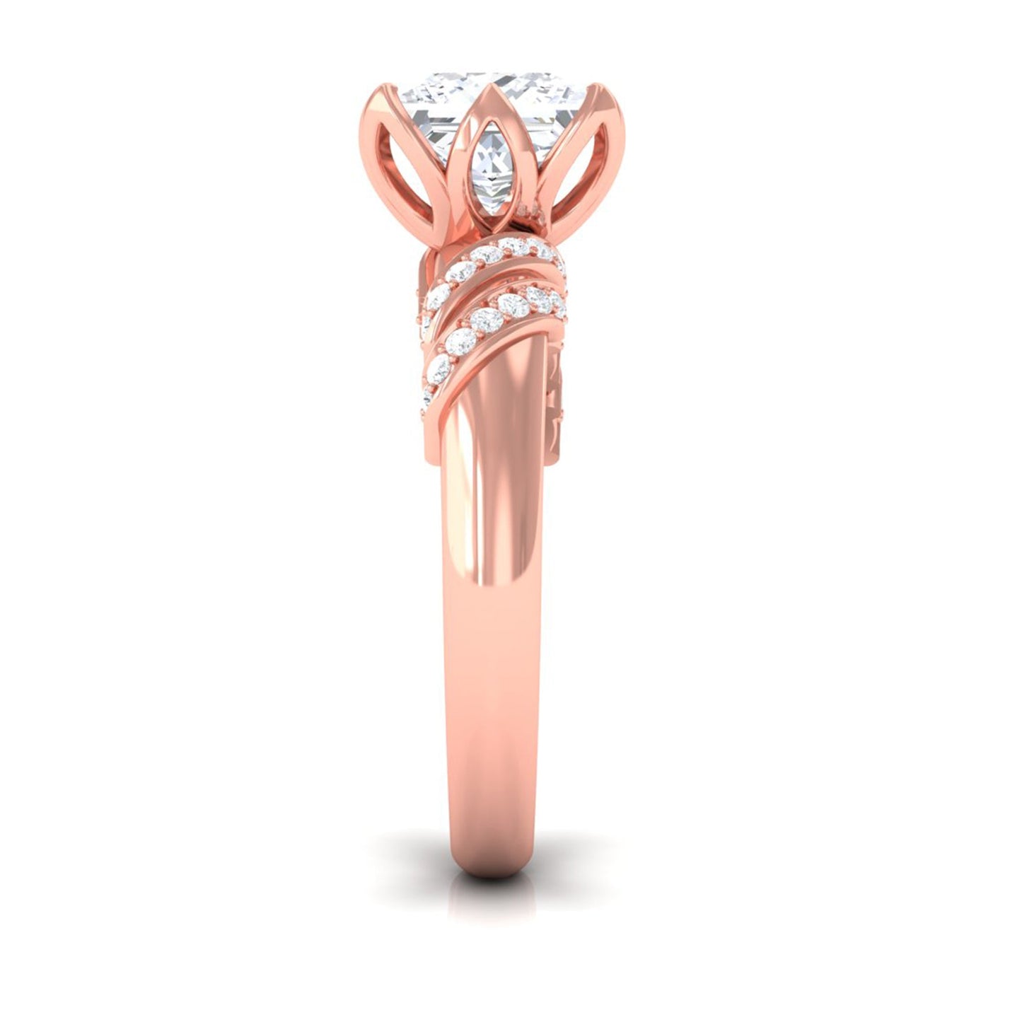 Certified Princess Cut Moissanite Designer Engagement Ring