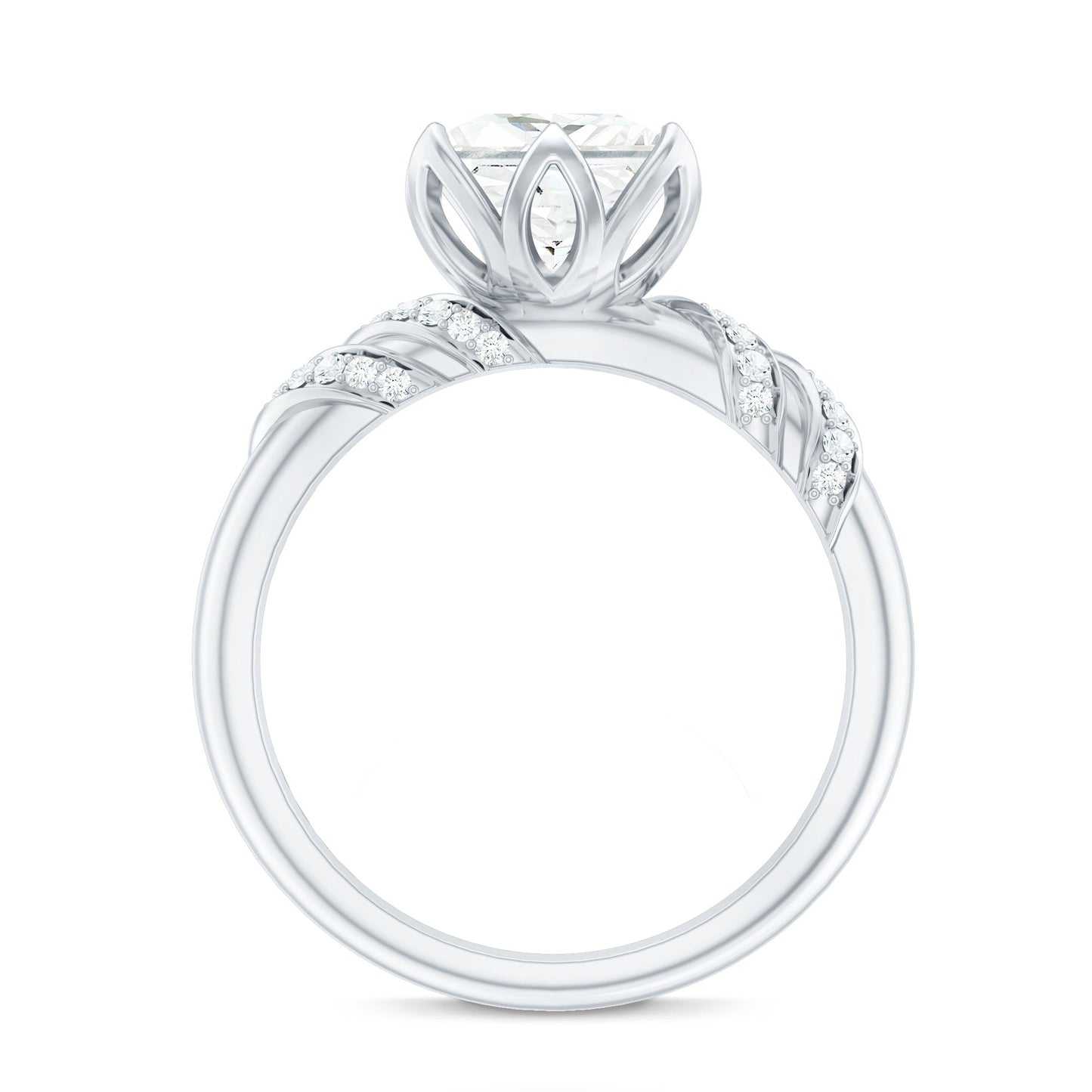 Certified Princess Cut Moissanite Designer Engagement Ring