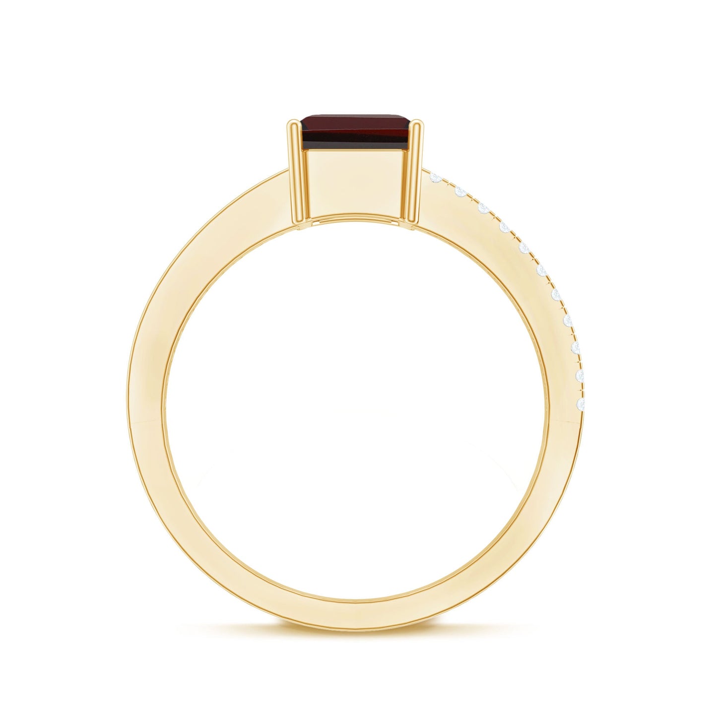 2 Carat Natural Garnet Emerald Cut Engagement Ring with Diamond