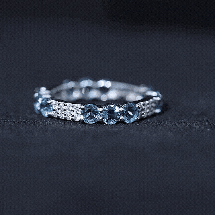 London Blue Topaz and Diamond Designer Full Eternity Band