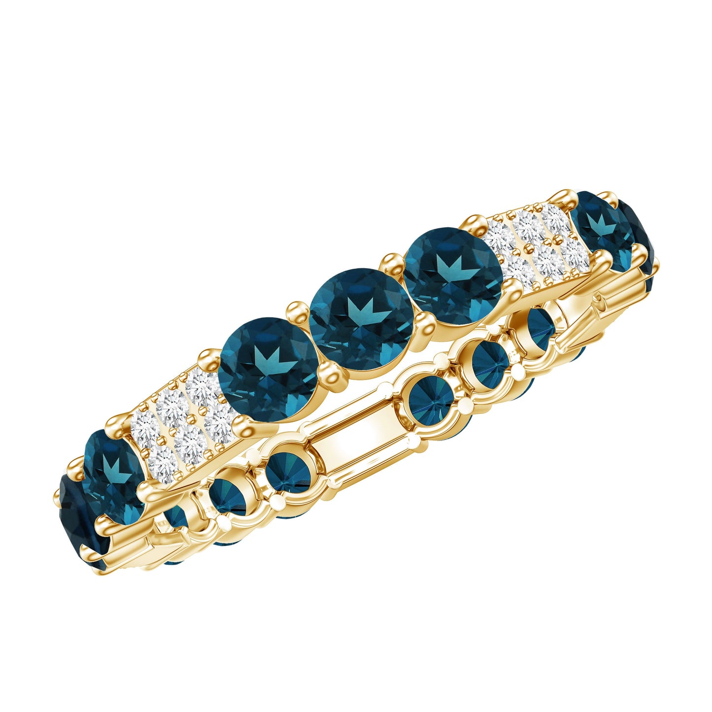 London Blue Topaz and Diamond Designer Full Eternity Band