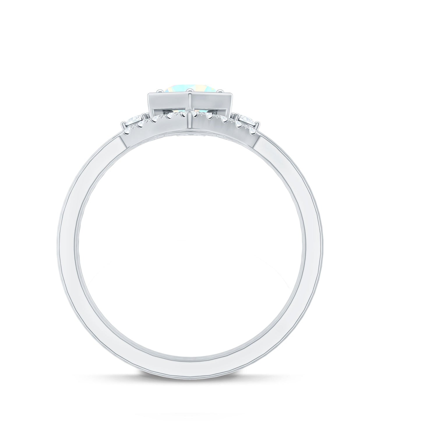 Vintage Inspired 0.5 Carat Opalescent Diamond Wedding Engagement Ring Set of 3